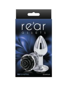 Rear Assets Rose Anal Plug - Small - Black