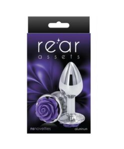 Rear Assets Rose Anal Plug - Small - Purple