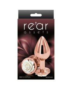 Rear Assets Rose Anal Plug - Medium - White