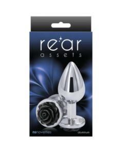 Rear Assets Rose Anal Plug - Medium - Black