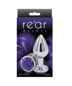 Rear Assets Rose Anal Plug - Medium - Purple