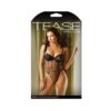 Tease Stevie Floral Embroidered Mesh Bodysuit With Adjustable Shoulder Ties And Snap Closure Black L