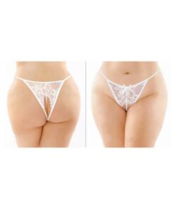 Calla Crotchless Lace Pearl Panty White Queen