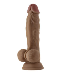 Shaft Model A Liquid Silicone Dong With Balls 9.5 In. Oak