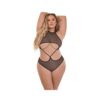 Magic Silk Forever Mesh Crotchless Underboob Teddy With Split Back Black Queen