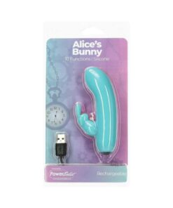 Alices Bunny Rechargeable Bullet With Removable Rabbit Sleeve Teal