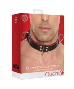 Ouch Deluxe Bondage Collar - One Size - Red