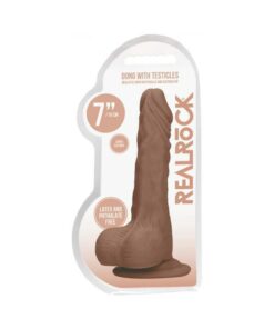Real Rock Realistic Dildo With Balls - 7" - 17 Cm - Mocha