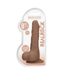 Real Rock Realistic Dildo With Balls - 8" - 20 Cm - Mocha