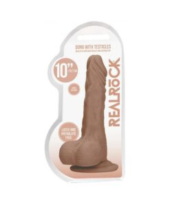 Real Rock Realistic Dildo With Balls - 10" - 25 Cm - Mocha