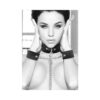 Ouch! Black & White Velcro Collar With Leash And Wrist Cuffs With Adjustable Straps Black