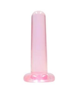 Realrock Crystal Clear Non-realistic Dildo With Suction Cup 5.3 In. Pink