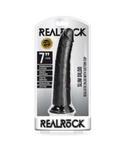 Realrock Slim Realistic Dildo With Suction Cup 7 In. Chocolate
