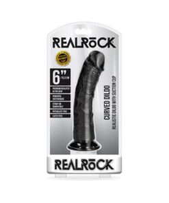 Realrock Curved Realistic Dildo With Suction Cup 6 In. Chocolate