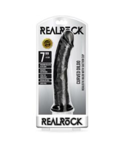 Realrock Curved Realistic Dildo With Suction Cup 7 In. Chocolate