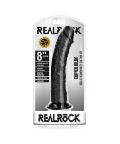 Realrock Curved Realistic Dildo With Suction Cup 8 In. Chocolate