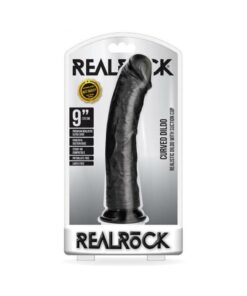 Realrock Curved Realistic Dildo With Suction Cup 9 In. Dark