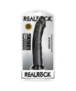 Realrock Curved Realistic Dildo With Suction Cup 10 In. Dark