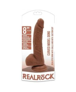 Realrock Curved Dildo W/balls 8 Tan