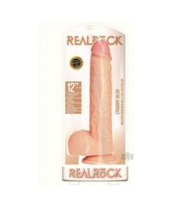 Realrock Straight Realistic Dildo With Balls And Suction Cup 12 In. Light