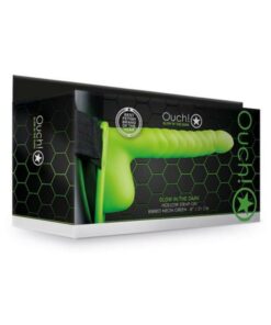 Ouch! Ribbed Hollow Strap-on With Balls 8 In. G.i.t.d.