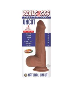 Realcocks Dual Layered Uncut Slider Fat Dick 9 In. Brown