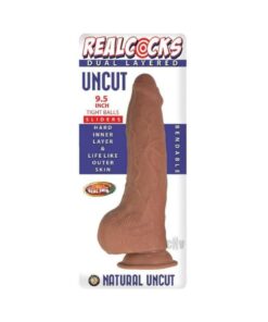 Realcocks Dual Layered Uncut Slider Tight Balls 9.5 In. Brown