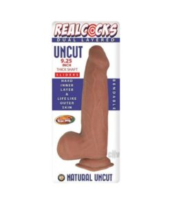 Realcocks Dual Layered Uncut Slider Thick Shaft 9.25 In. Brown