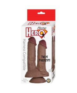 Hero Twin Fuckers Double Dildo Brown
