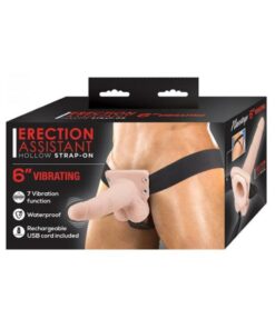 Erection Assistant Hollow Strap-on Vibrating 6 In. White