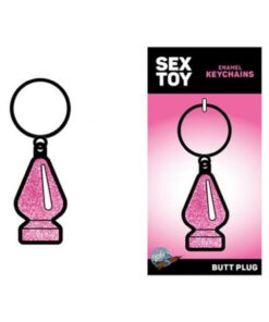 Sex Toy Keychain Pink Glitter Butt Plug