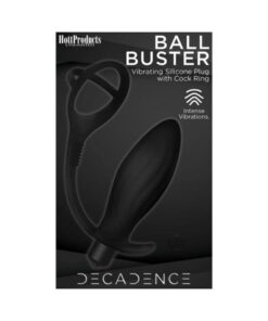 Decadence Ball Buster Anal Plug With Ring Black