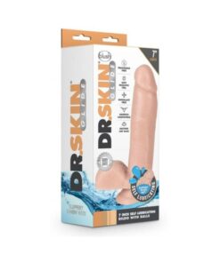 Dr. Skin Glide 7" Self-lubricating Dildo With Balls Vanilla