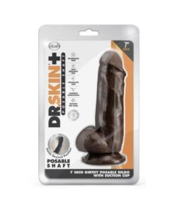 Dr. Skin Plus Girthy Posable Dildo With Balls 7 In. Chocolate