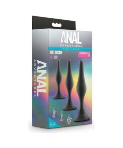 Anal Adventures Platinum Silicone Beginner Plug 3-piece Kit Black