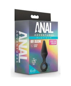 Anal Adventures Platinum Silicone Loop Plug Medium Black