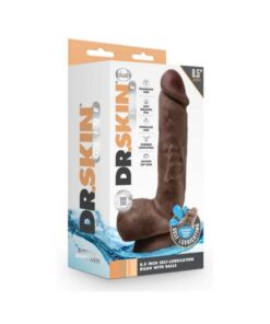 Dr. Skin Glide Self-lubricating Dildo With Balls 8.5 In. Chocolate