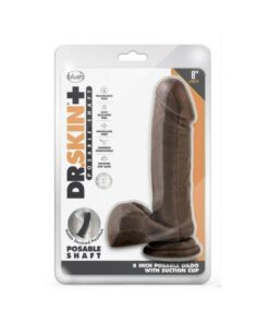 Dr. Skin Plus Posable Dildo With Balls 8 In. Chocolate