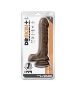 Dr. Skin Plus Posable Dildo With Balls 9 In. Chocolate