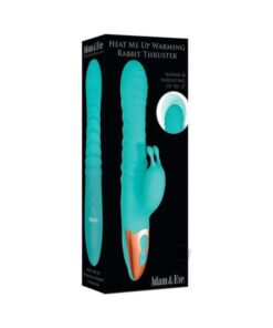 A&e Heat Me Up Warming Rabbit Thruster Silicone Rechargeable Aqua