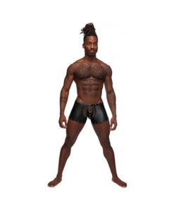 Fetish Poseidon Nylon Spandex Tear Off Cup Thong Short Black S/m