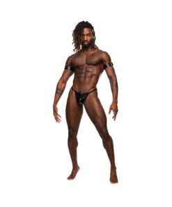 Pisces Pu Leather Bicep & Back Harness Black O/s