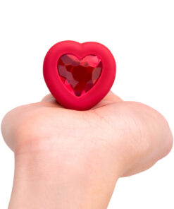 B Vibe Vibrating Heart Shaped Jewel Plug M/L Red