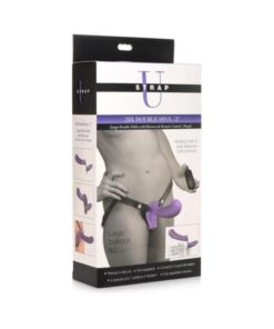 Strap U 28x Lg Dbl Dildo Harn/rc Purple