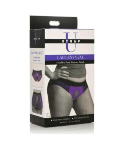 Strap U Lace Envy Crotchless 2xl Purple