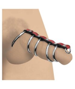 Strict Cock Gear Leather/steel Gates Red
