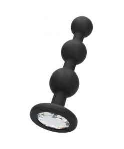 Ouch! Silicone Beaded Diamond Butt Plug - Black