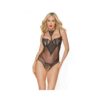Black Label Crotchless Teddy Black/rose Gold Medium