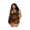 Dreamgirl Plus-size Lace Babydoll With Thong Black 2x Hanging