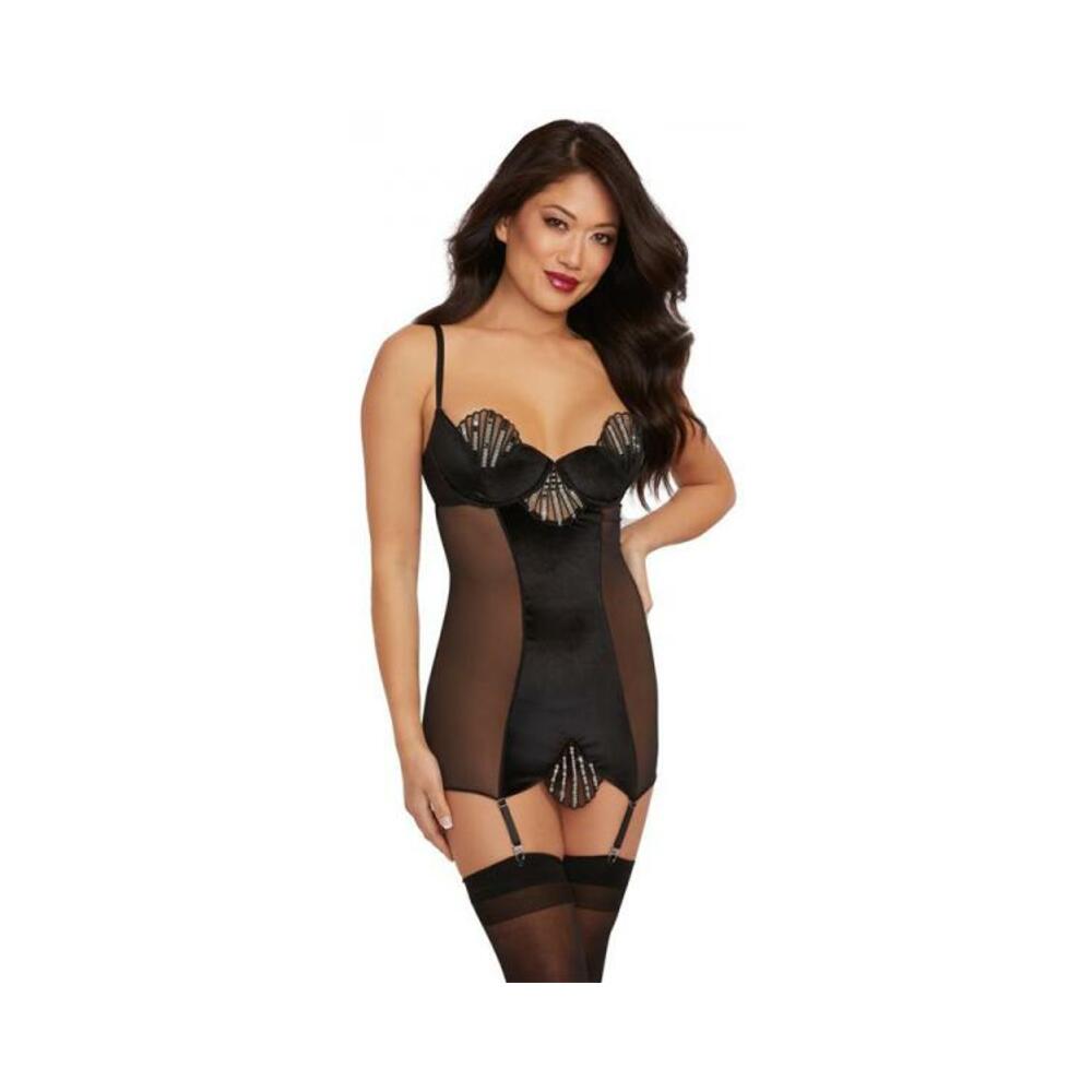 Dreamgirl Stretch Velvet Garter Slip Black Xl Hanging